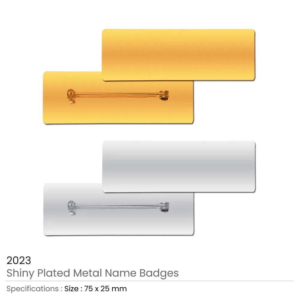 Shiny Gold and Silver Plated Metal Name Badges