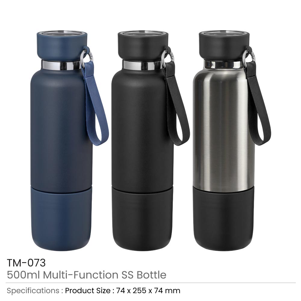 Multi-function SS Bottles, Double Wall, Base Cup, Lanyard, 500ml - Ramadan Gifts