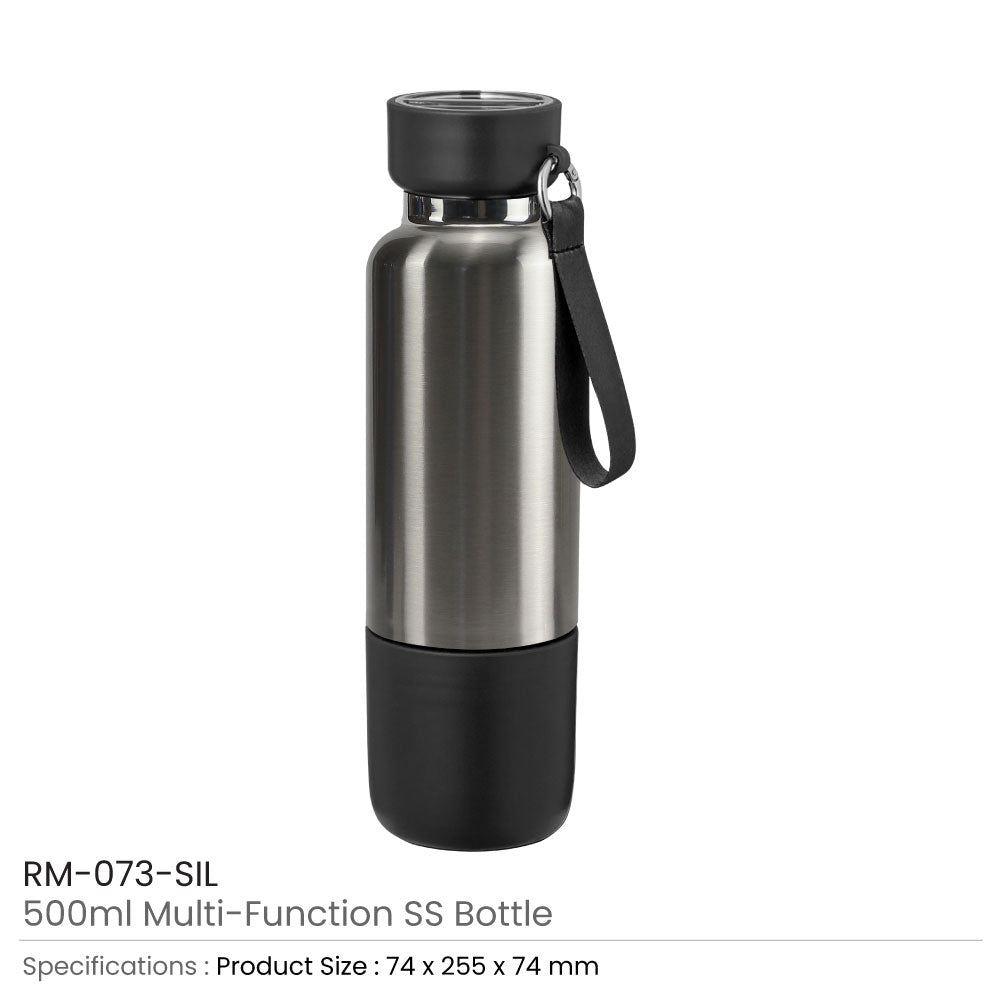 Multi-function SS Bottles, Double Wall, Base Cup, Lanyard, 500ml - Ramadan Gifts
