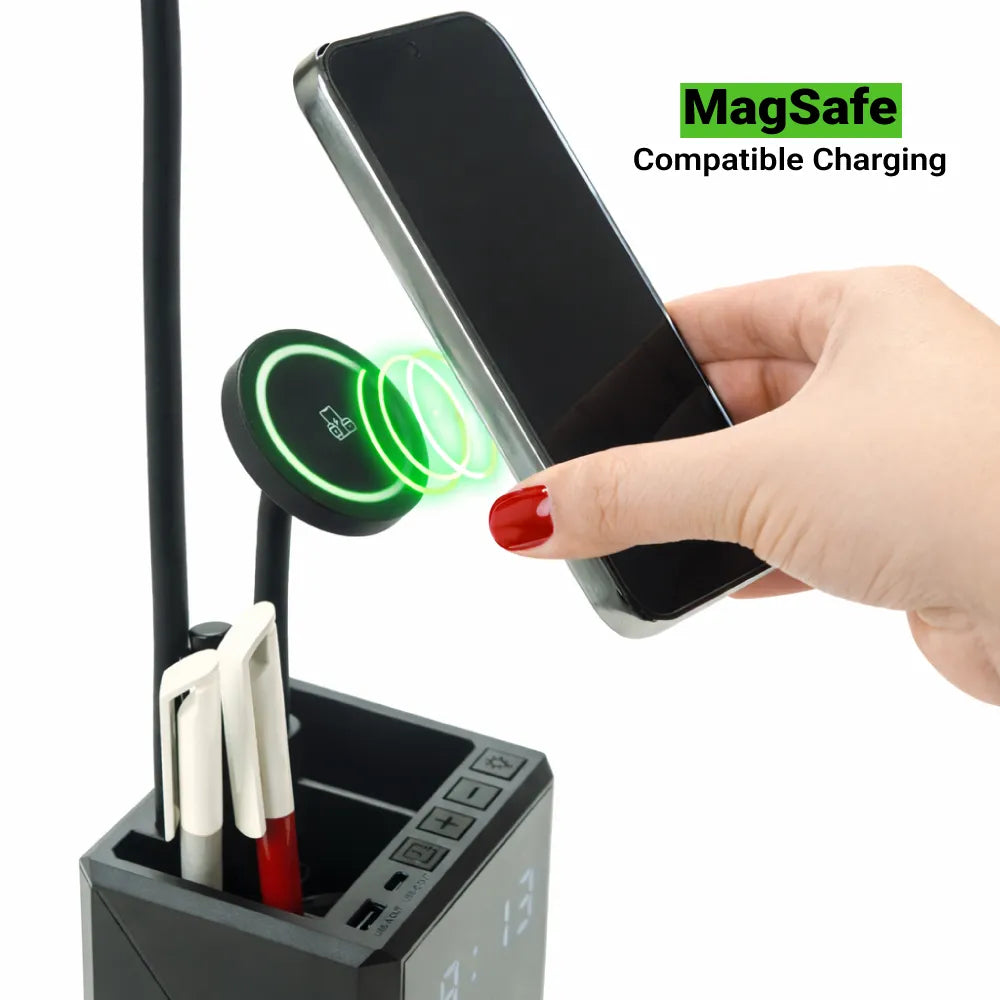Multi-functional Desk Lamp with Wireless Charger and Clock