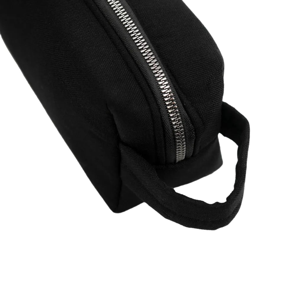 Black Multi-Purpose Utility & Cosmetic Pouch with Bisht Embroidery