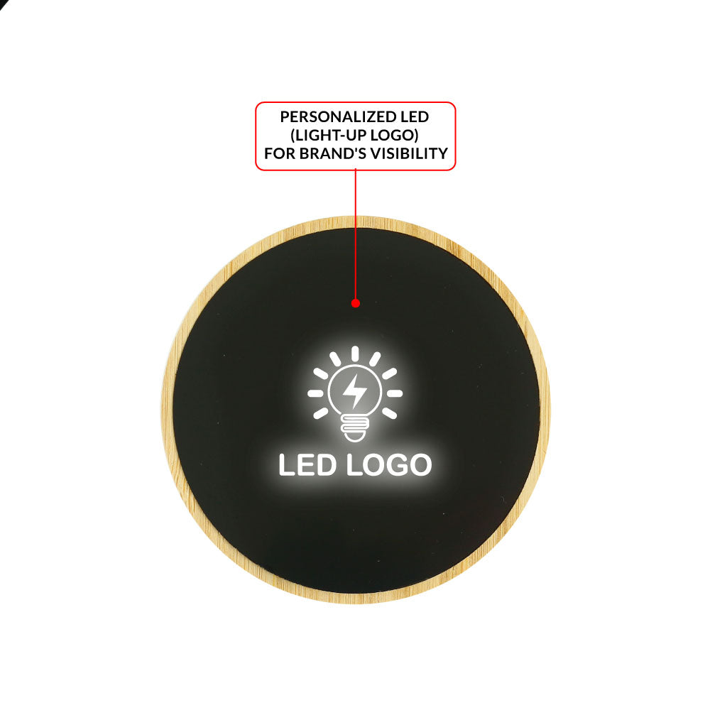 Bamboo Wireless Charger 15W Fast Charging &amp; LED Logo
