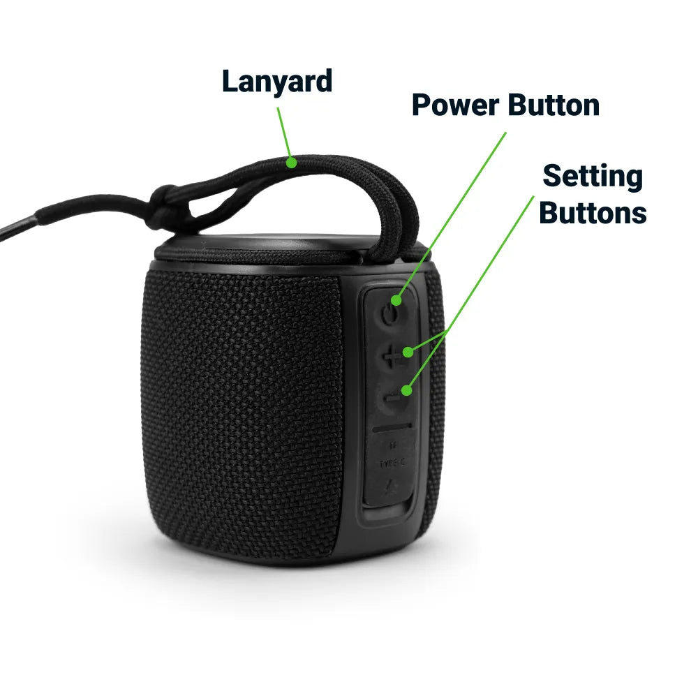 Portable Bluetooth Speaker with Light Up Logo and Lanyard