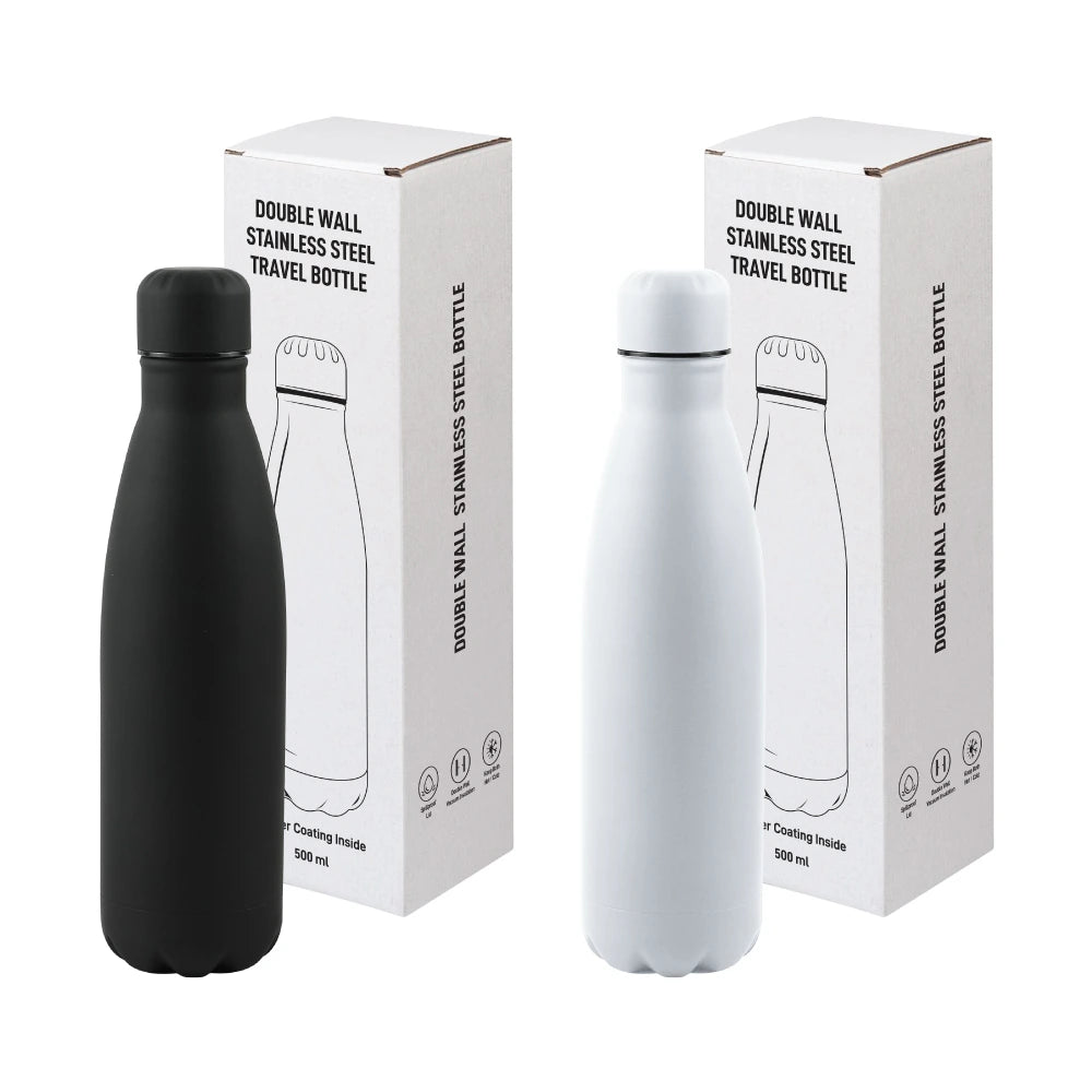 Premium Soft Touch Matt Cola Bottles in Stainless Steel 500ml