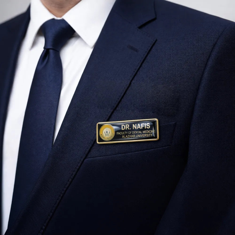 Shiny Gold and Silver Plated Metal Name Badges
