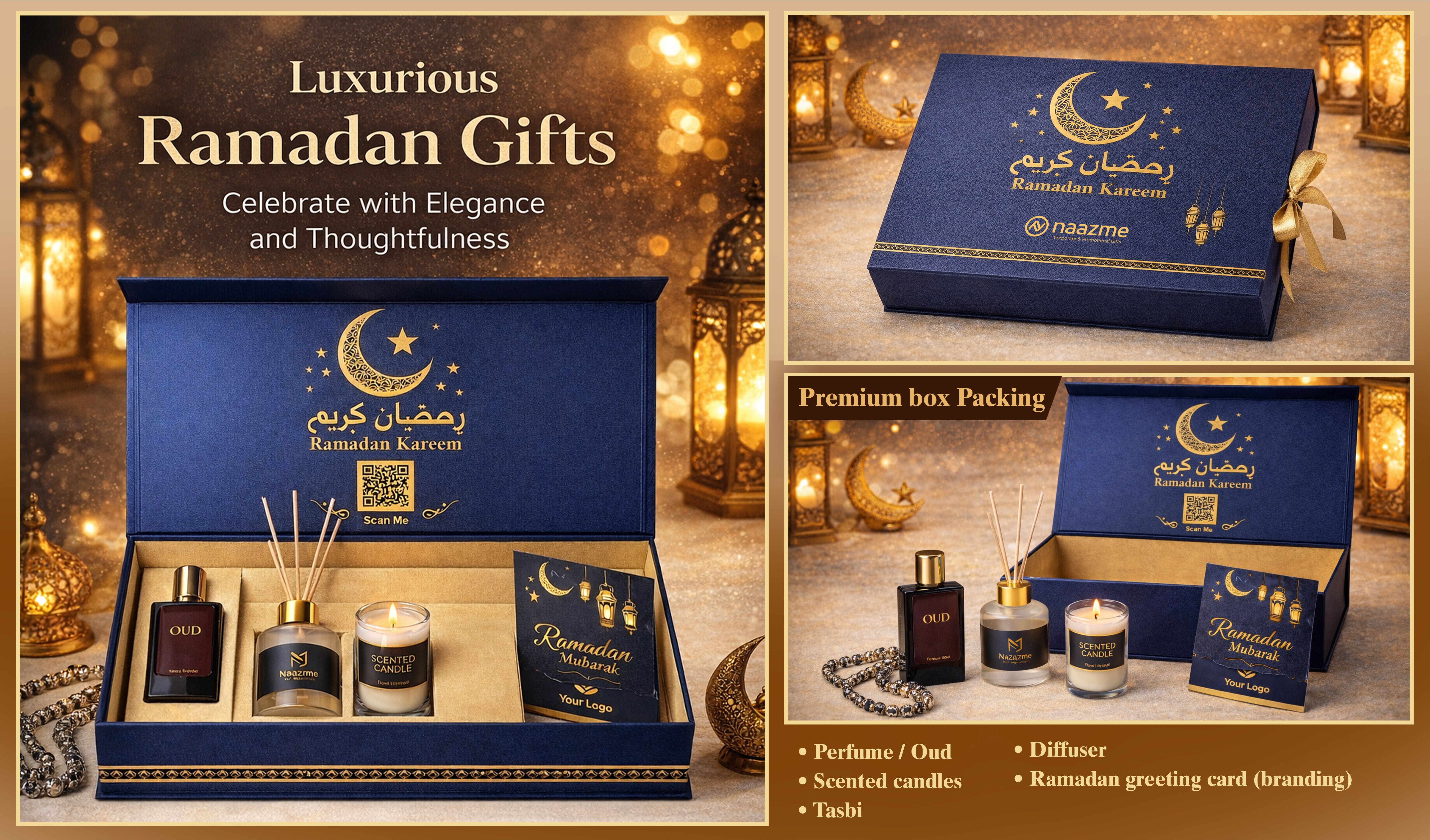 Scent & Serenity - Premium Ramadan Gift Box | Royal Blue Edition