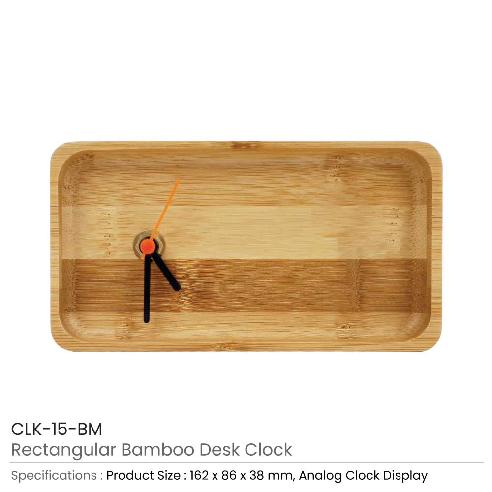 Rectangular Bamboo Desk Clock
