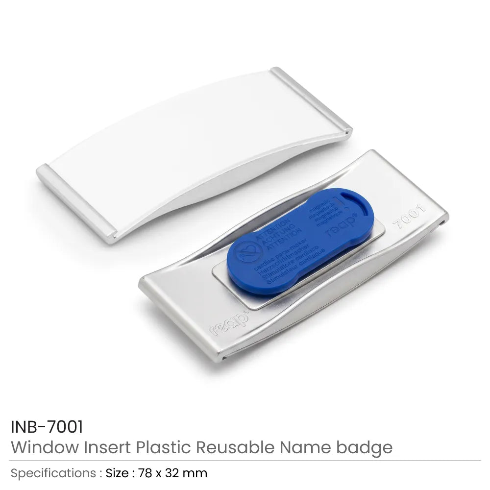 Reusable Insert Name Badges with Magnet Attachment
