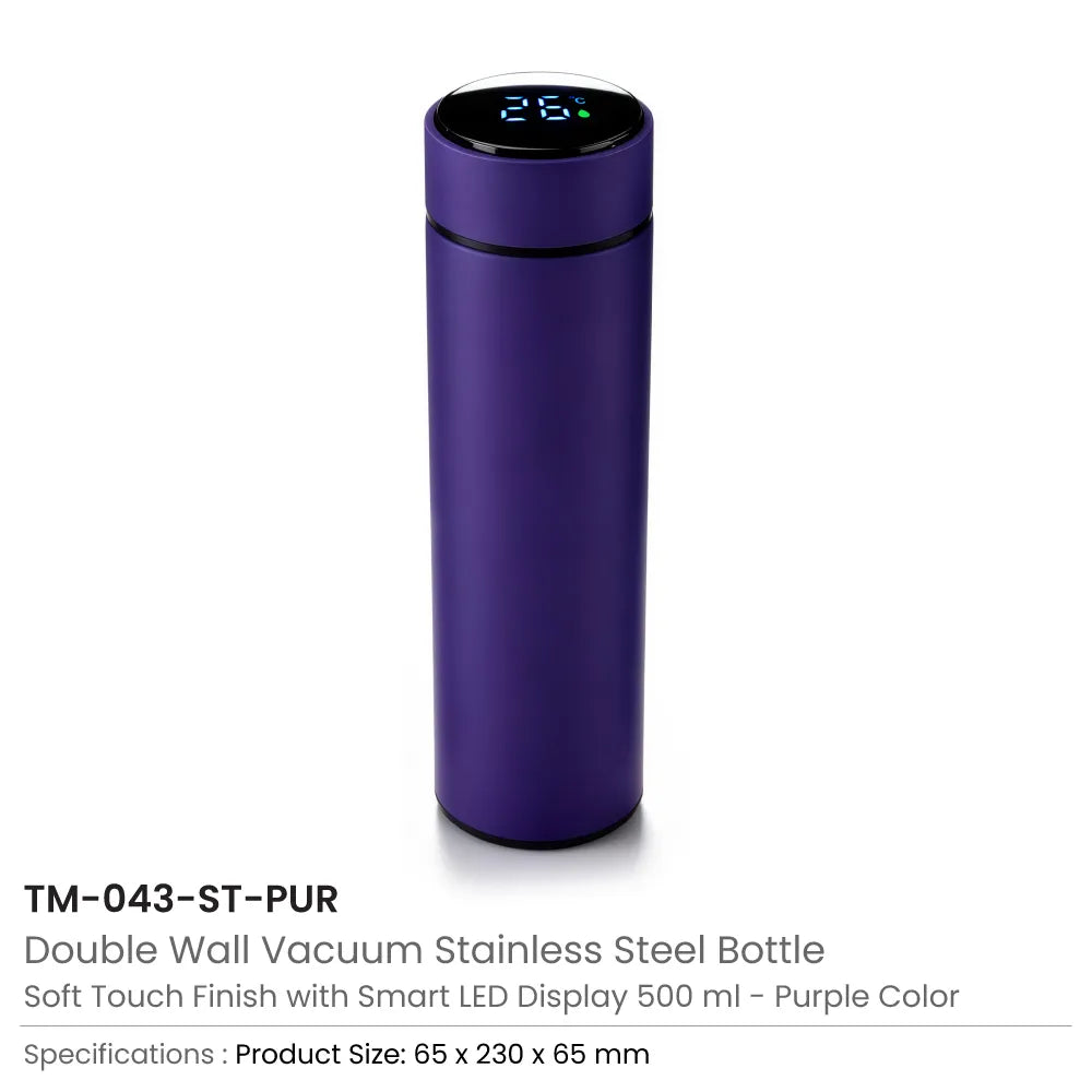 Smart Temperature LED Display Bottles in Soft Touch Finish - 500ml