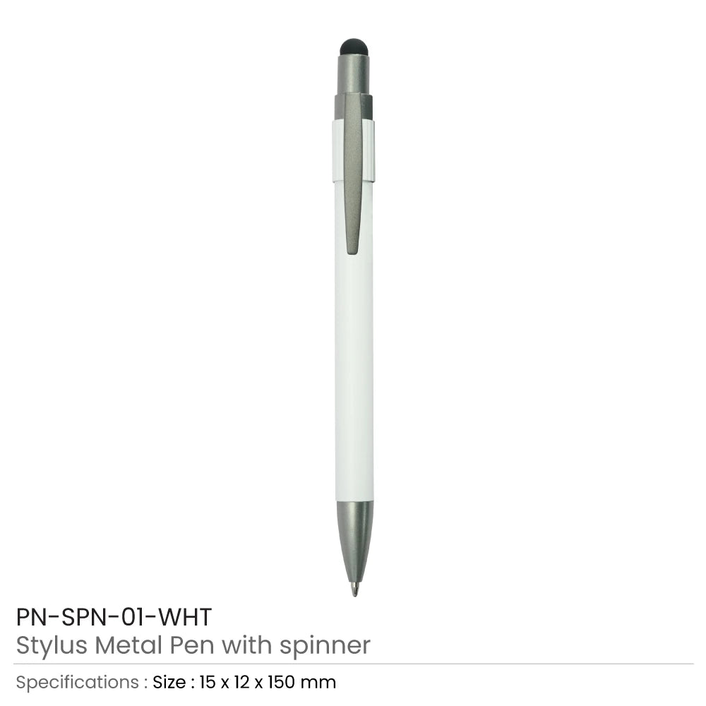 Stylus Metal Spinner Pens – Push Button (Blue Ink)
