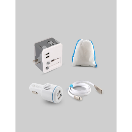 TRAVEL KIT GREY - All-in-One Universal Travel Adapter with USB Chargers