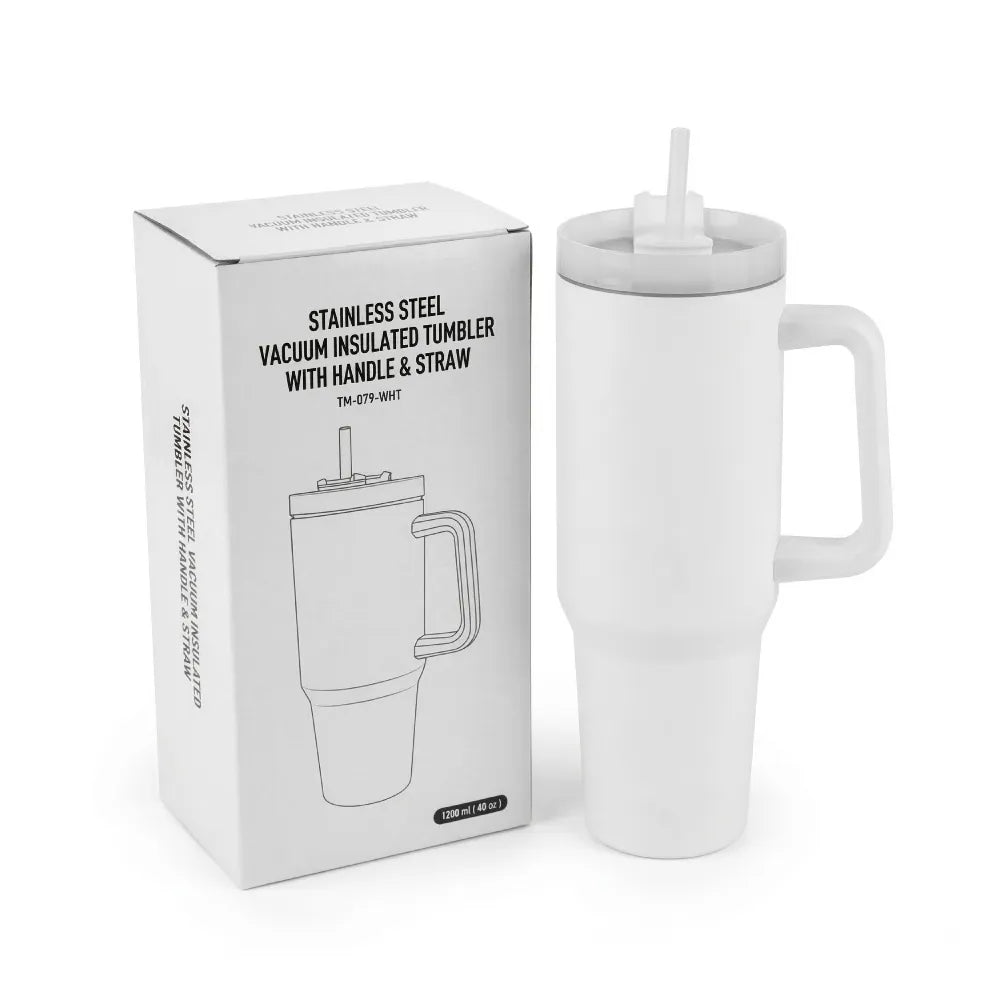 Tumblers with Handle and Straw in Stainless Steel 1200ml