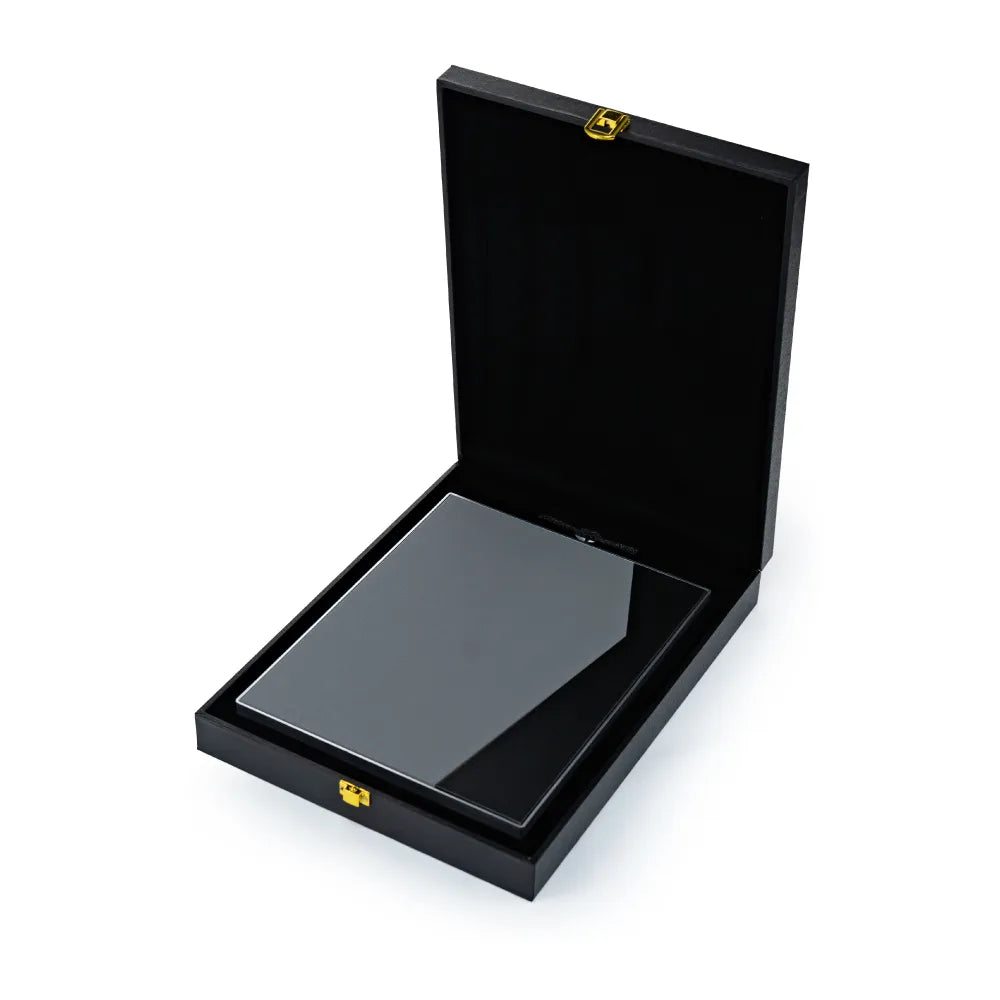 Two-Toned PU Leather Awards with Aluminum Frame & Stand – B5 Size in Luxury Box
