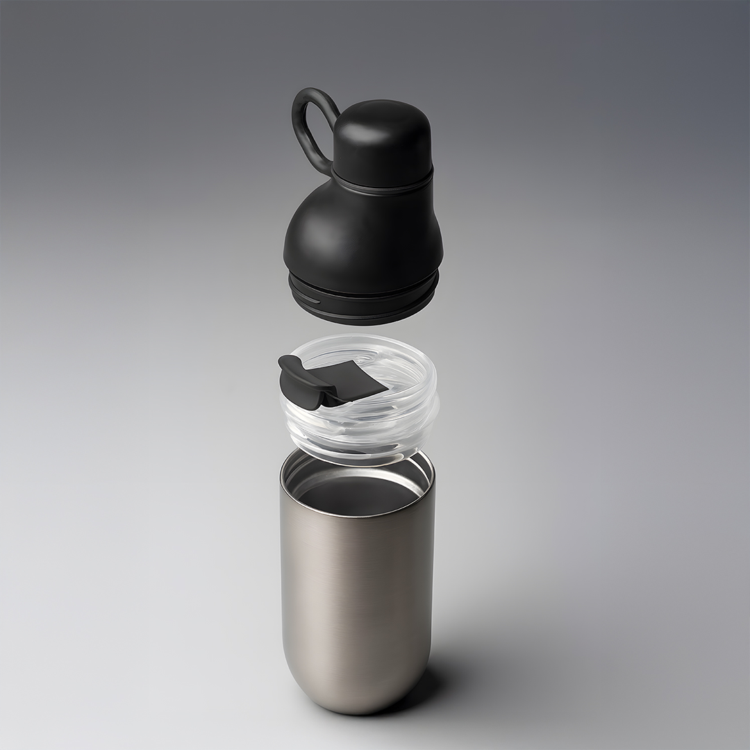 HOOKIPA – Smart Sustainable 2-in-1 Hydration Set with 500ml Bottle & 330ml Tumbler, Recycled Stainless Steel