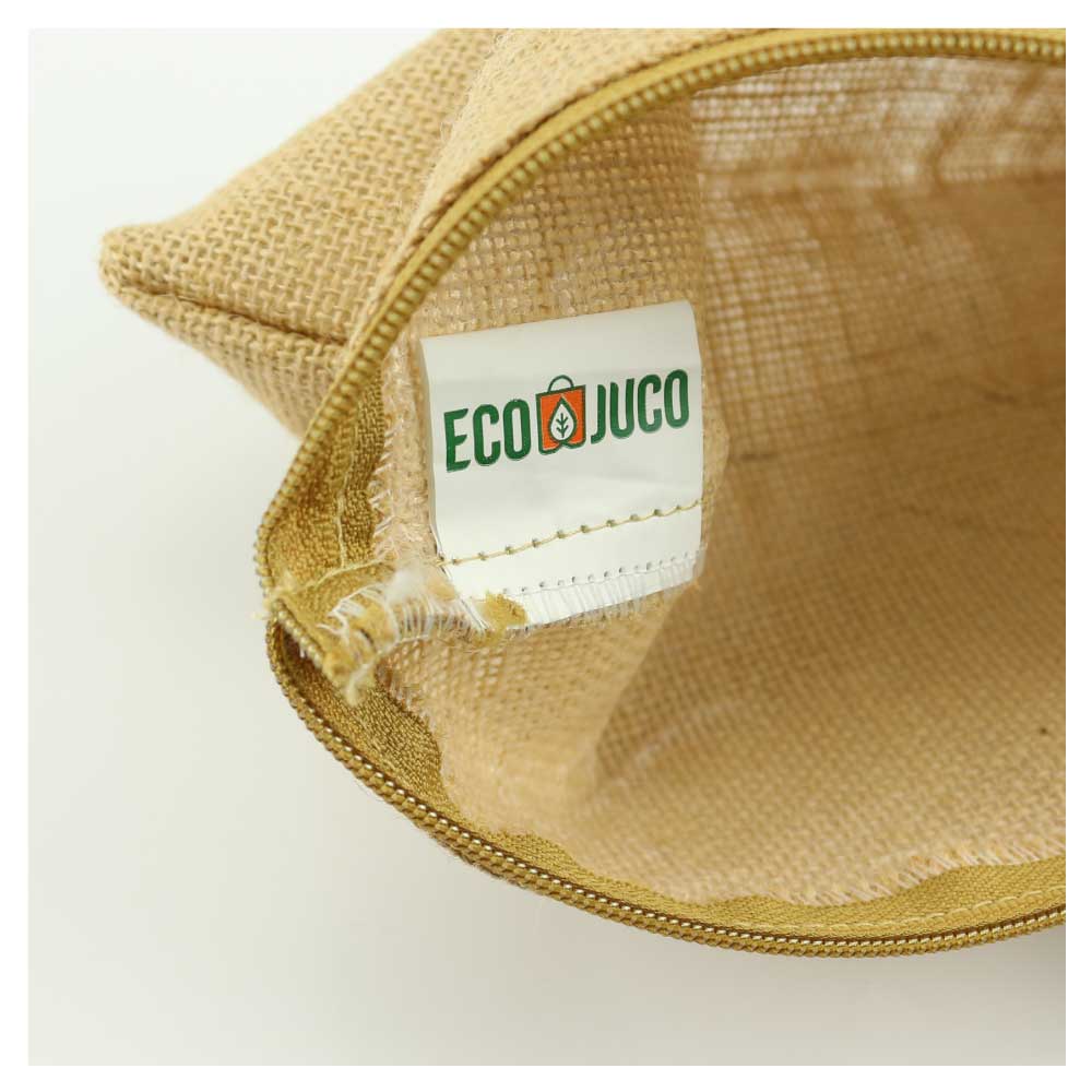 Jute Zipper Pouch with Breast Cancer Awareness Logo