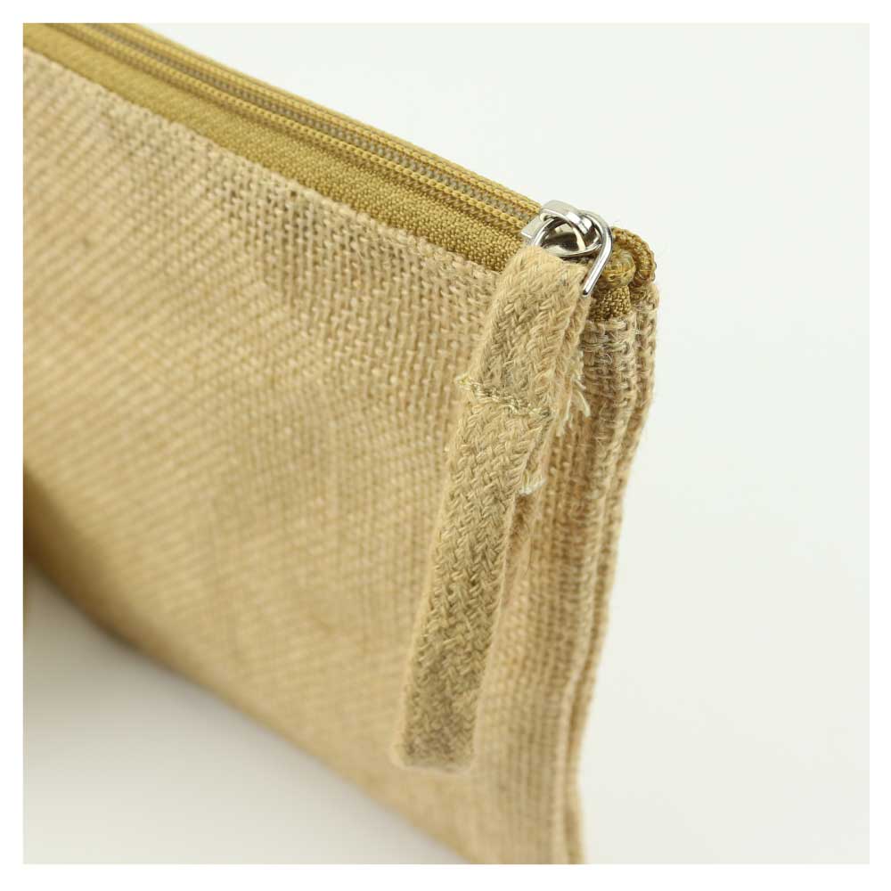 Jute Zipper Pouch with Breast Cancer Awareness Logo