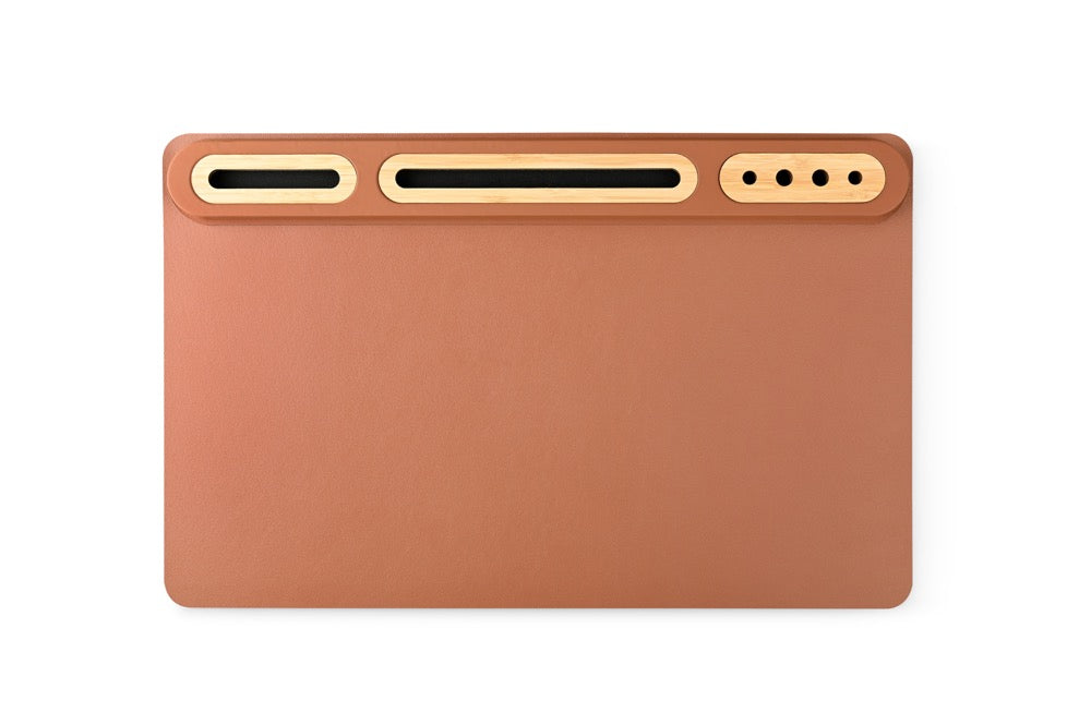 SOFTIDESK ORGANIZER - Eco-Friendly Desk Mat with Bamboo Holders for Ultimate Organization