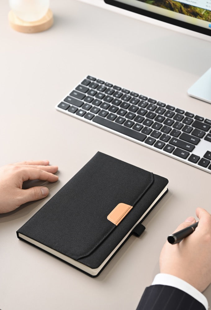 RPET NOTE - Eco-Friendly A5 Notebook with 96 Sheets, Pocket, and Pen Holder
