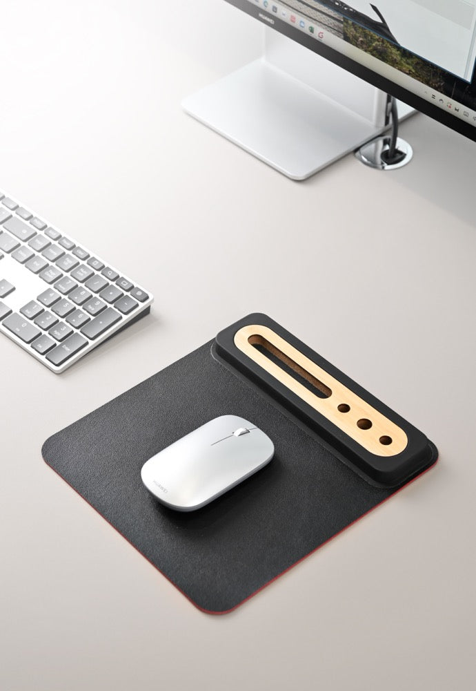 SOFTI MOUSEPAD - Eco-Friendly Foldable Mousepad with Bamboo Organizer for Phones and Pens