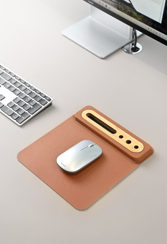 SOFTI MOUSEPAD - Eco-Friendly Foldable Mousepad with Bamboo Organizer for Phones and Pens