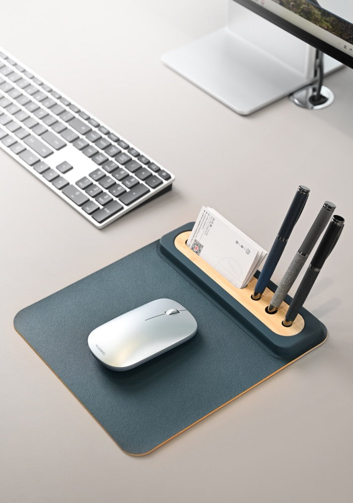 SOFTI MOUSEPAD - Eco-Friendly Foldable Mousepad with Bamboo Organizer for Phones and Pens