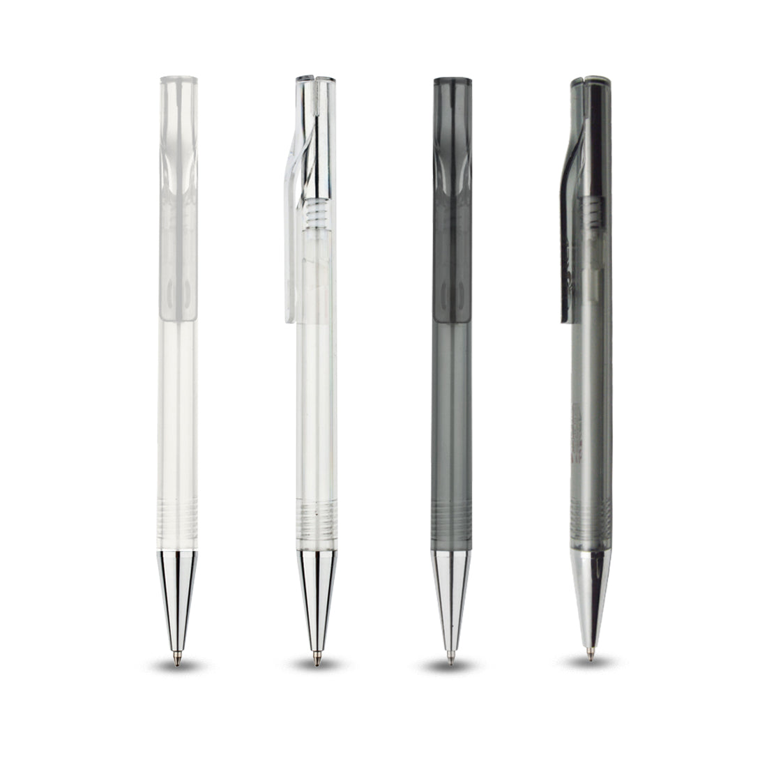 PLASTIC PEN - Sleek Push-Type Ballpen with Chromed Button and Blue Ink