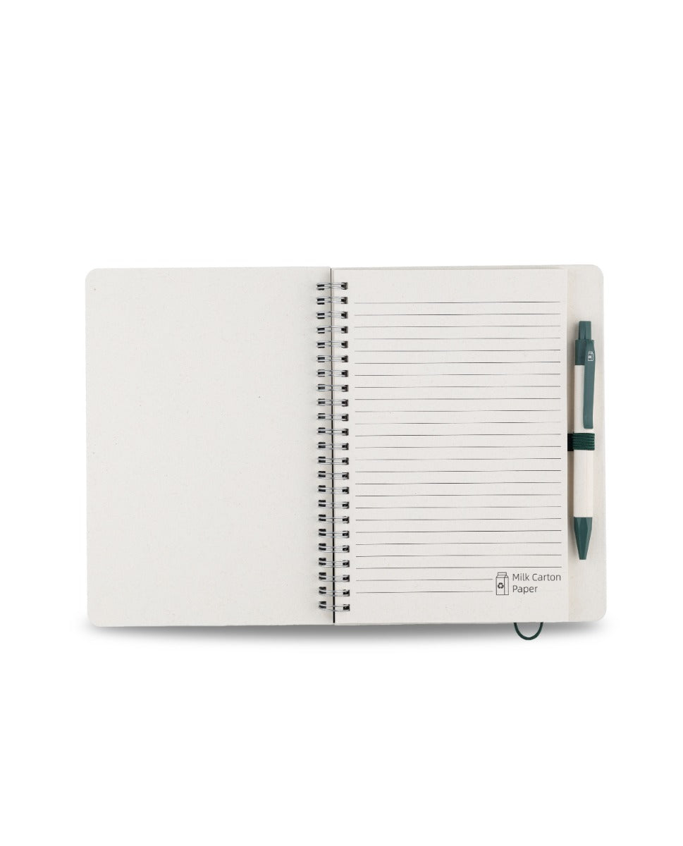 MILKY NOTE - A5 Hard Cover Spiral Notebook with Milk Paper and Ruler