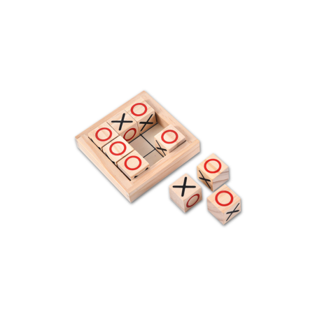 TIC TAC TOE - Classic Wooden Game with Pine Frame and Plywood Base