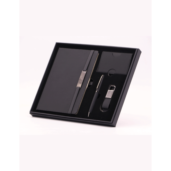 PRIME SET PLUS - Elegant Corporate Gift Set with PU Notebook, Metal Pen & RFID Card Holder