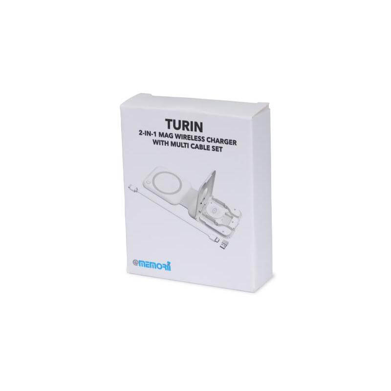 TURIN - @memorii Foldable Wireless Charger and Multicable Set - White