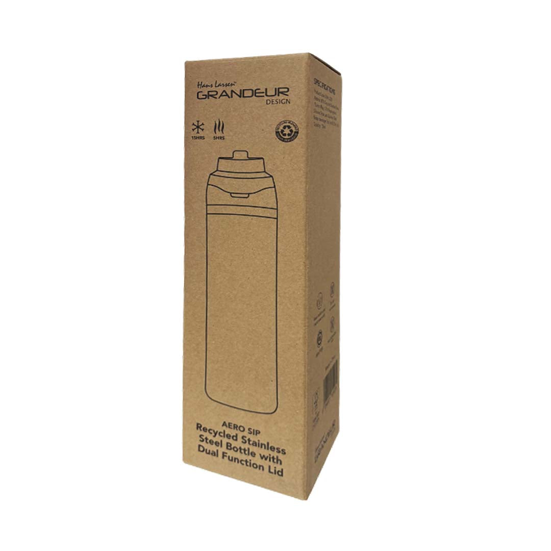AERO SIP - Hans Larsen Recycled Stainless Steel Bottle with Dual Sip Lid - White