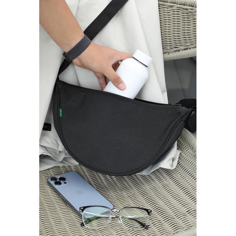 MOURA - GRS Recycled Half Moon Sling Bag - Black
