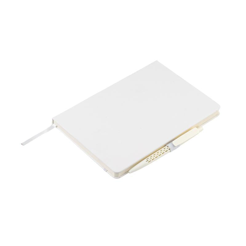 KOKSI - Giftology Set of Double Walled Tumbler, A5 Notebook and Pen - White