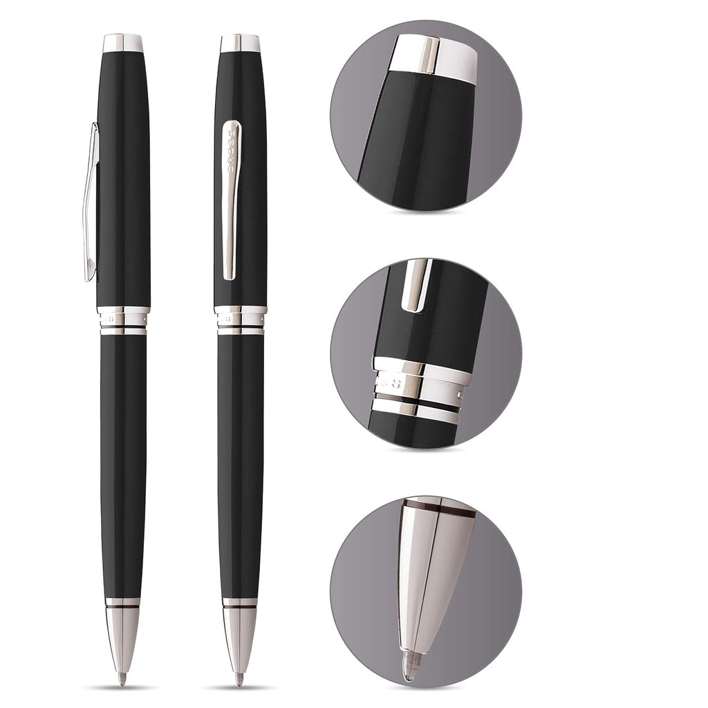 Coventry Black Lacquer with Polished Chrome Appointments Ballpoint Pen (Blue Ink)