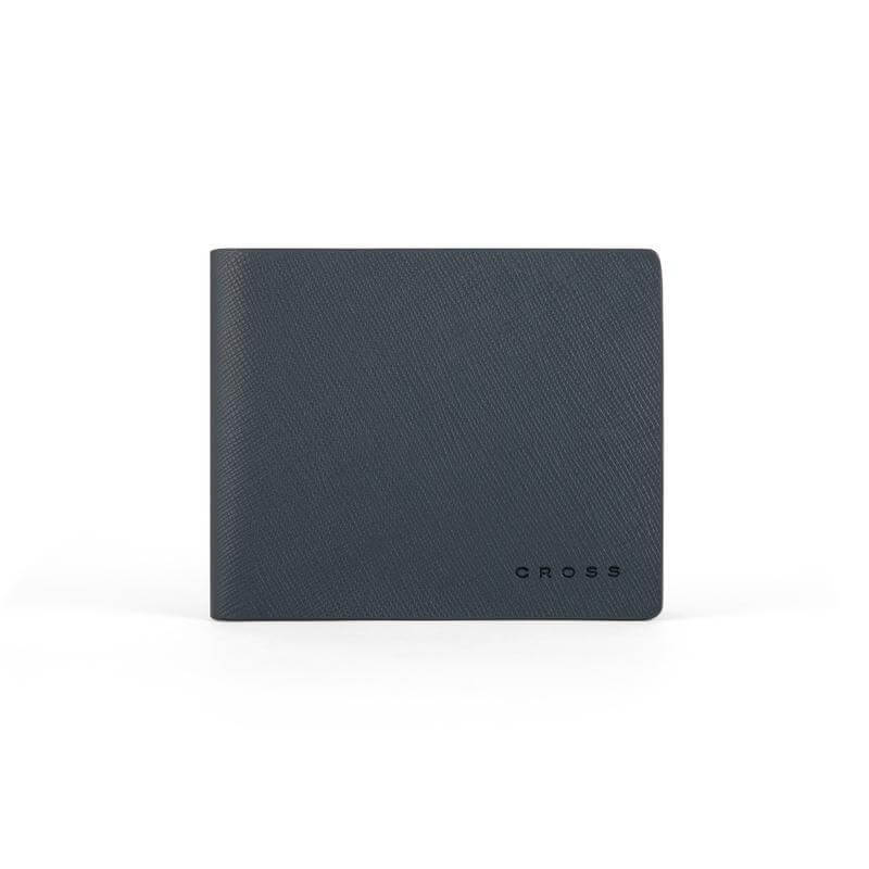 CROSS Saffiano Leather 8CC Slim Bifold Wallet - Navy Blue