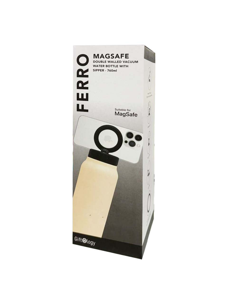 FERRO - Giftology Magnetic Phone Holder Water Bottle 760ml - Sandstone