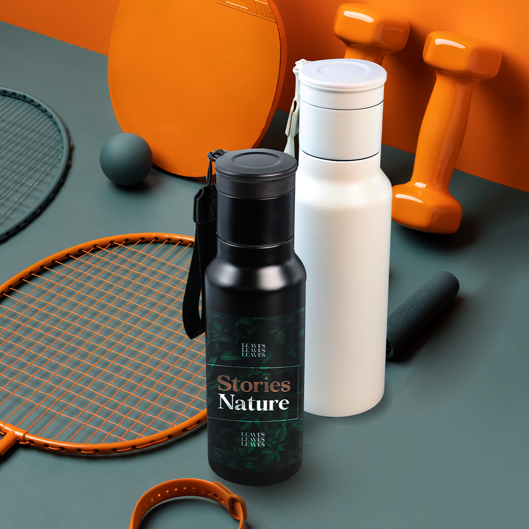 GAHWA GO SET – Travel-Ready 500ml Vacuum-Insulated Bottle & 90ml Stackable Espresso Cup with Silicone-Sealed Lid