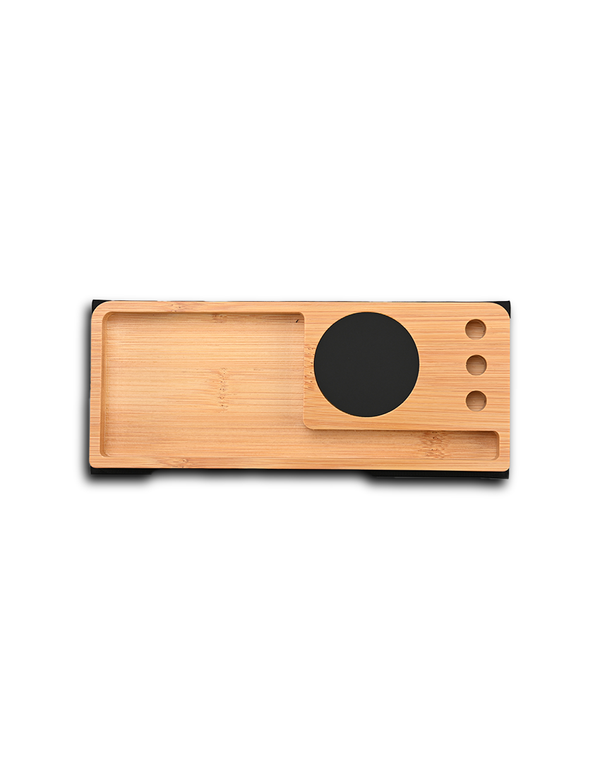 MOUSEPAD ORGANIZER - Foldable RCS PU Mousepad with Bamboo Wireless Charger and Light-Up Feature