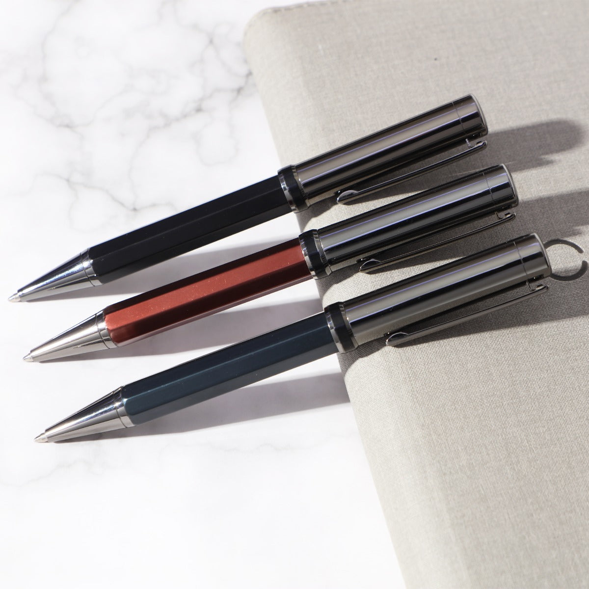 ALLURE PEN - Luxury Octagon-Sided Twist Ballpoint Pen with Gunblack Accents