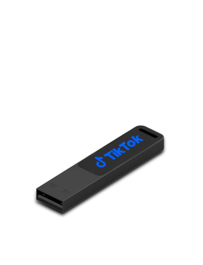 SLIM LIGHT USB BLACK 32GB – Metal Logo-Engraved Flash Drive with LED Light