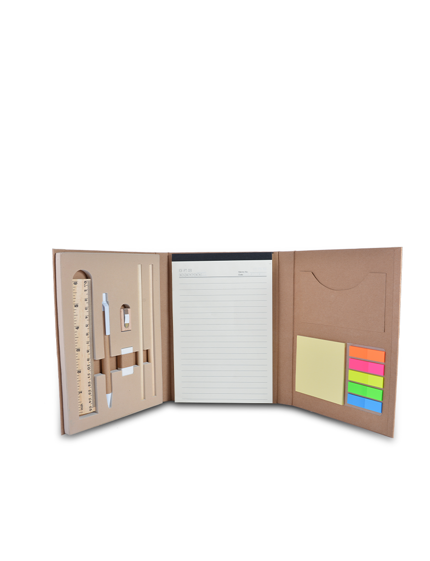 TRI-FOLD STATIONERY SET - All-in-One Stationery Organizer with Craft Paper Cover